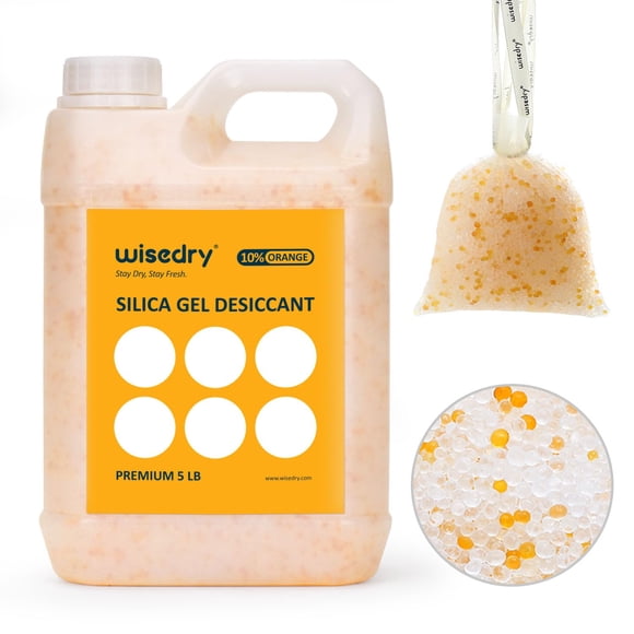 Perlas de gel de sílice Wisedry, 2,27 kg, reutilizables con 10 bolsas de organza