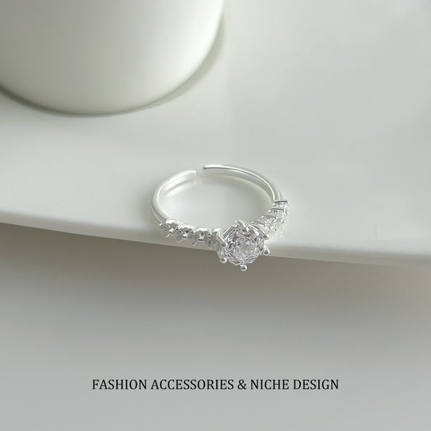 Adjustable CZ Ring for Women, Minimalist Elegant Trendy Jewelry