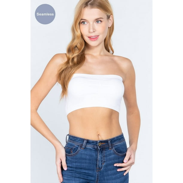Saronite Top de Tubo Bandeau sin Tirantes, Acolchado y sin Costuras Basics, Blanco (para Mujer)