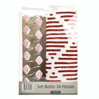 Set De Baño 14 Piezas Luxury / Rombos Rojo Blanco – Doral