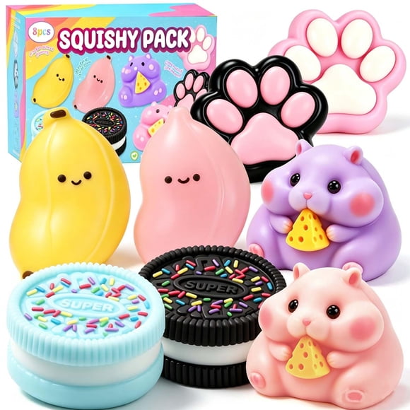 Set de 8 Juguetes Squishy ZiZa en Caja Divertida