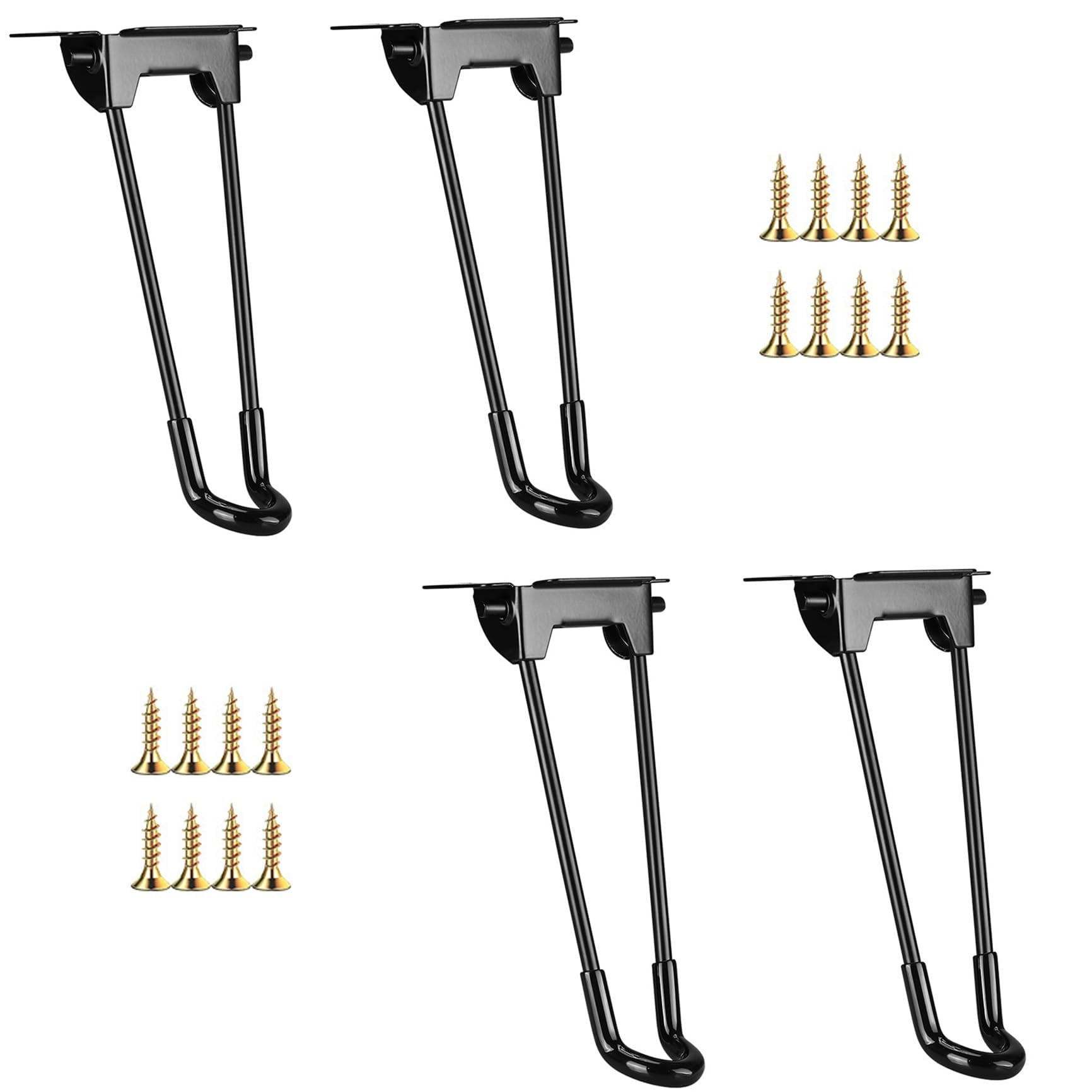 Xusx111 - 4pcs Piernas Plegables De Pino De Pelo, Piernas Plegables De Mesa De Café Con Tornillos De Montaje, Pesado Fácil Instalación De Muebles Piernas Negras Para Silla De Banco De Escritorio, Proy