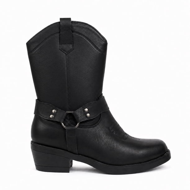 Botín Hombre Vaquero Negro Ecocuero Taco 5cm