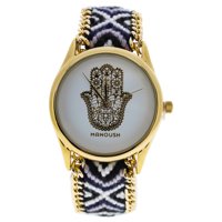 Manoush - Mano Mshhiwh Hindu - Reloj Con Correa De Nailon Dorado/Negro De Para - Reloj