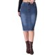 thumbnail image 1 of Faldas de Jean para Mujer INSPIRE CHIC Vuelta a la Escuela Dobladillo Sin Rematar de Talle Alto con Bolsillos Falda Vaquera de Largo Medio Azul Oscuro M, 1 of 6