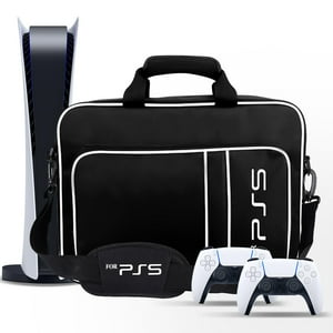 Genérico - Ps5 Maleta Ps5 Estuche Protector Bolso Es Adecuado Para Ps5 Cd / Versión Digital De La Consola, Controlador, Tarjeta De Juego, Auriculares Y Otros Accesorios-Negro Blanco