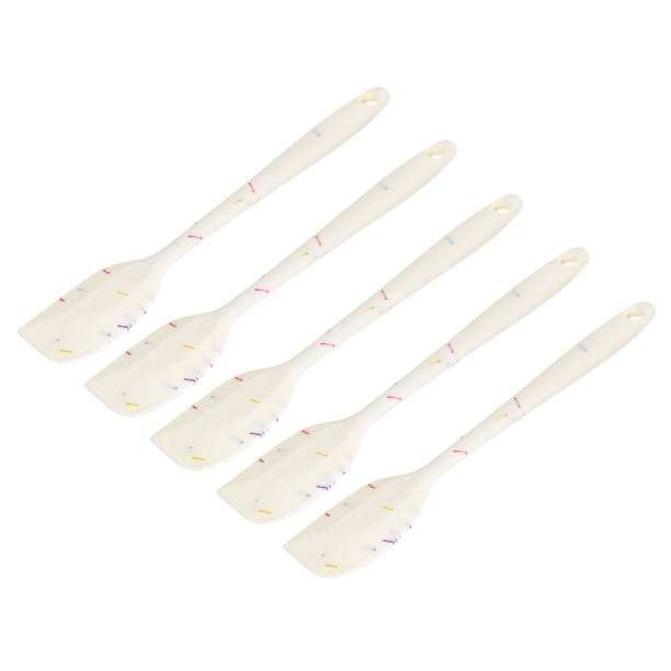 Cuchara Espátula de Silicona Uxcell, 8.5鈥 Raspador Resistente al Calor para Hornear, Cocinar, Mezclar, Blanco, 5 Piezas