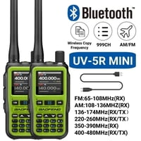 Baofeng Uv 5R Mini Ham Radio Multi-Bandas Walkie Talkies Programación Inalámbrica 999Ch Banda De Aire Radio De Dos Vías Noaa Policía Que Recibe Verde (2Pcs)