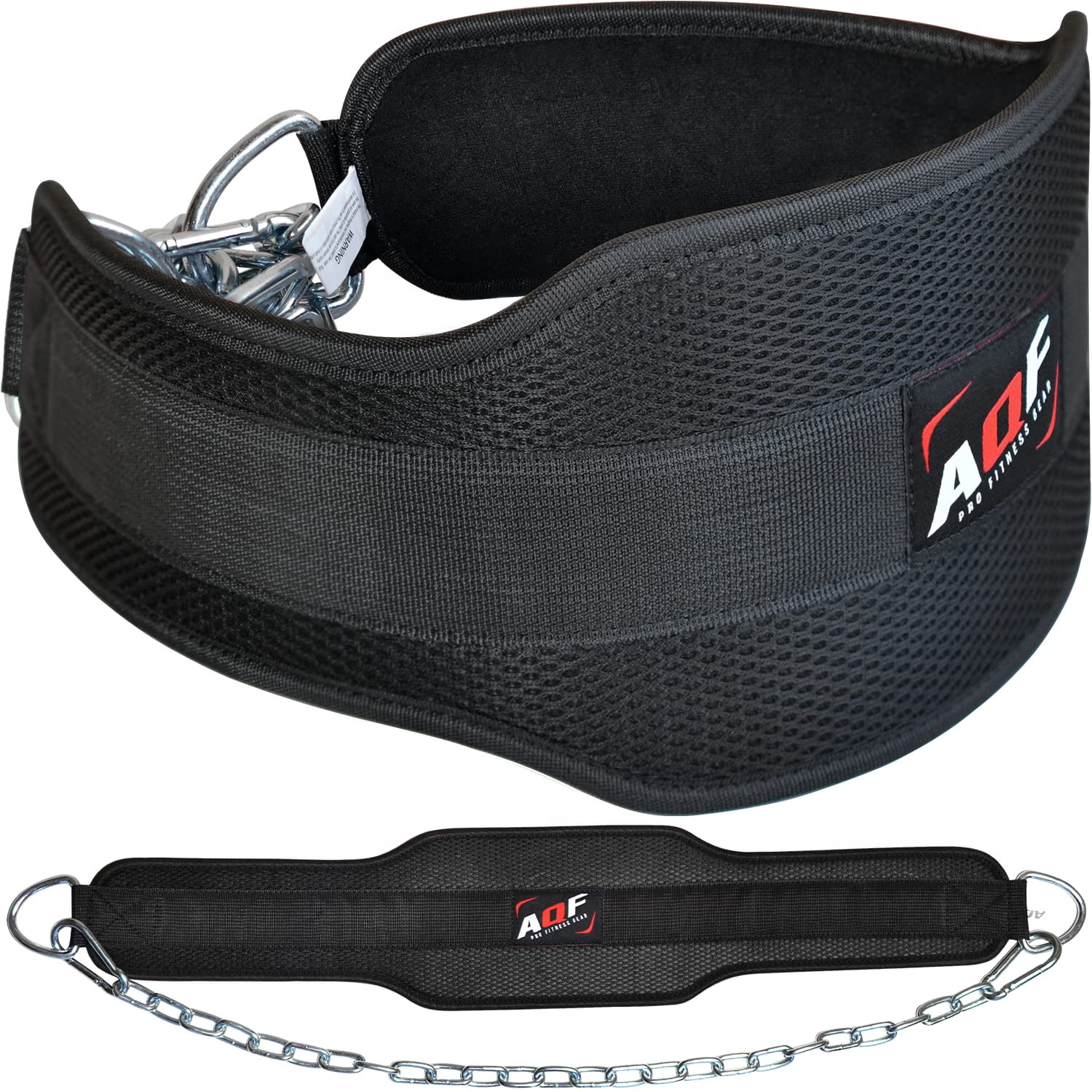 Cinturón Aqf Para Levantamiento De Pesas Con Cadena De Acero De 36 Cm Acolchada En Neopreno