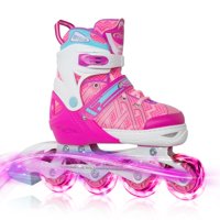 Patines En Línea Ajustables Nattork Con Ruedas Luminosas Rosa