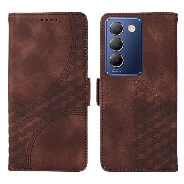 Carcasa FOXDOCK Vivo V40SE 5G de cuero PU, diseño acolchado clásico, protección contra caídas y rayones