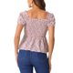 thumbnail image 3 of INSPIRE CHIC Blusa Floral para Mujer de Regreso a Clases Cuello Corazón Manga Corta Abullonada Top Peplum Fruncido Rosa L, 3 of 6