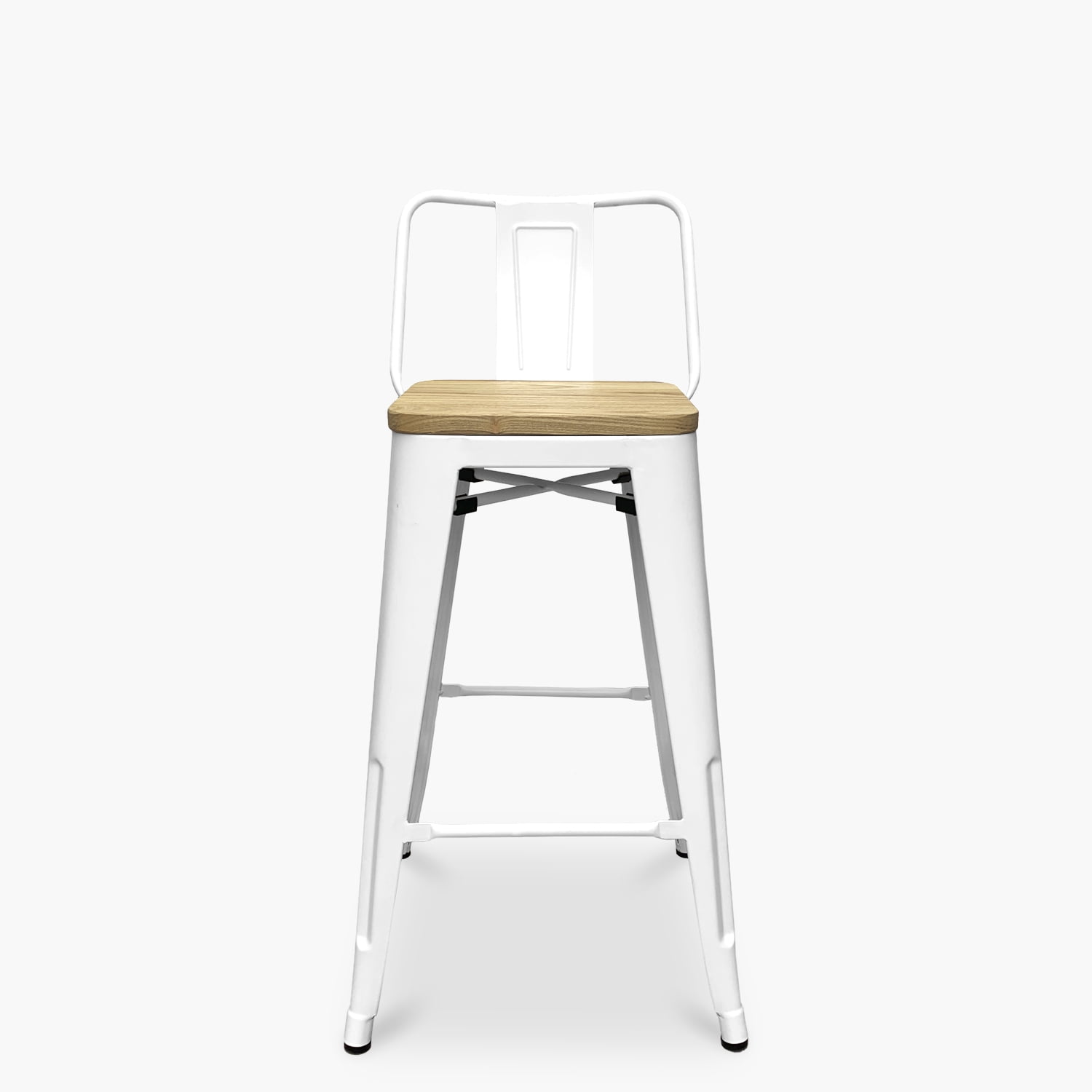 Form Design - Taburete Medio 66 Tolix Asiento Madera C/ Resp Blanco