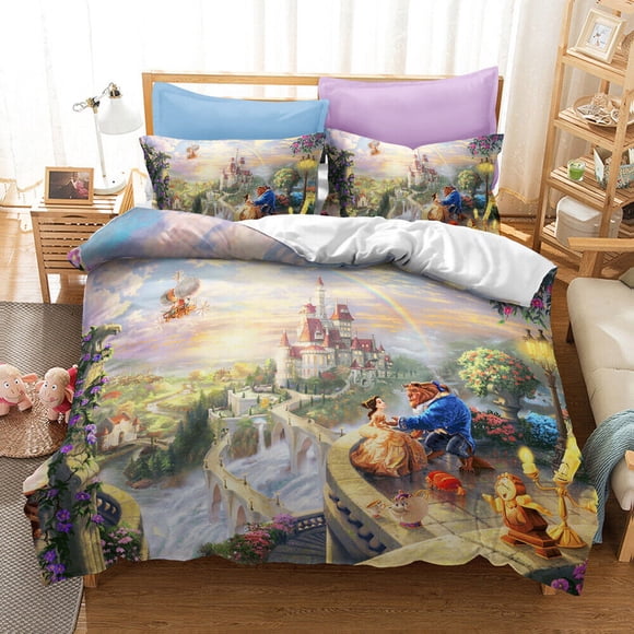 Beauty And The Beast Bedding Set Cinderella's Carriage Duvet Cover Quilt Bed Set3-Piece Bedding Set (1 Duvet Cover + 2 Pillow Shams)