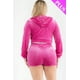 thumbnail image 4 of Conjunto De Sudadera Con Capucha Chaqueta Y Shorts De Terciopelo Con Cremallera Manga Larga Suave Rosa Intenso (para Mujer), 4 of 5