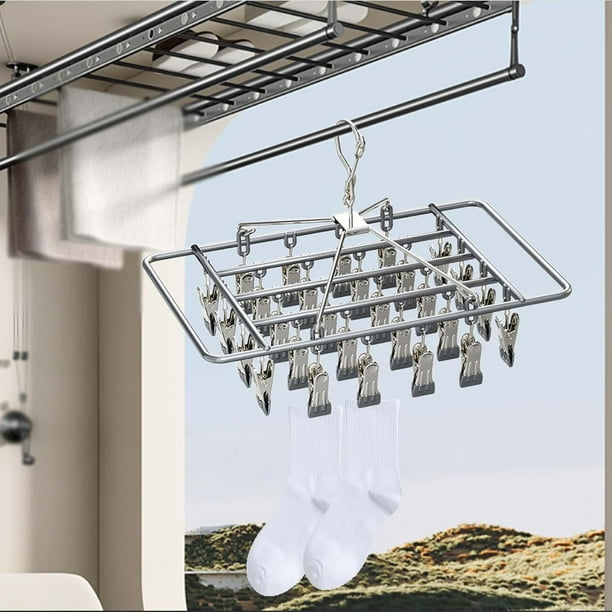 Tendedero De Carga Con Soporte De Carga, Pinza Multifunción Para Pantalones Cortos, Ropa Interior, Argent