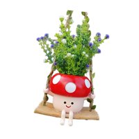 Ioensy - Maceta Colgante De Resina Con Forma De Flor Y Cara Sonriente Para Escritorio, Patio, Hogar, Color Rojo