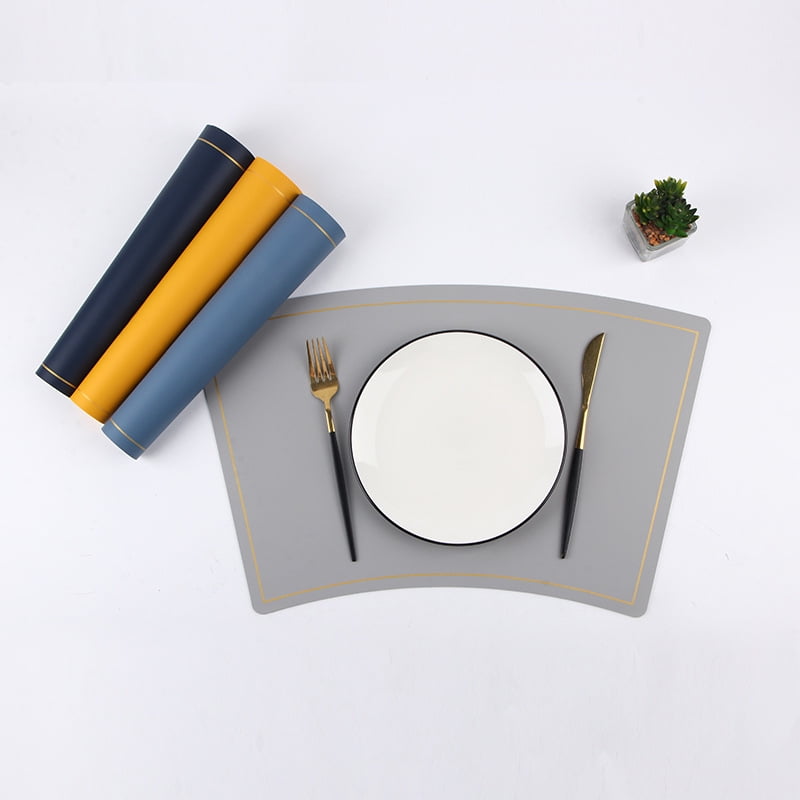 Xmhytop Juego De 4 Manteles Individuales De Piel Sintética, Impermeables, Fáciles De Limpiar, Resistentes Al Calor Y Antideslizantes Para Uso Interior Y Exterior, 45*30cm, Estilo C, Plateado