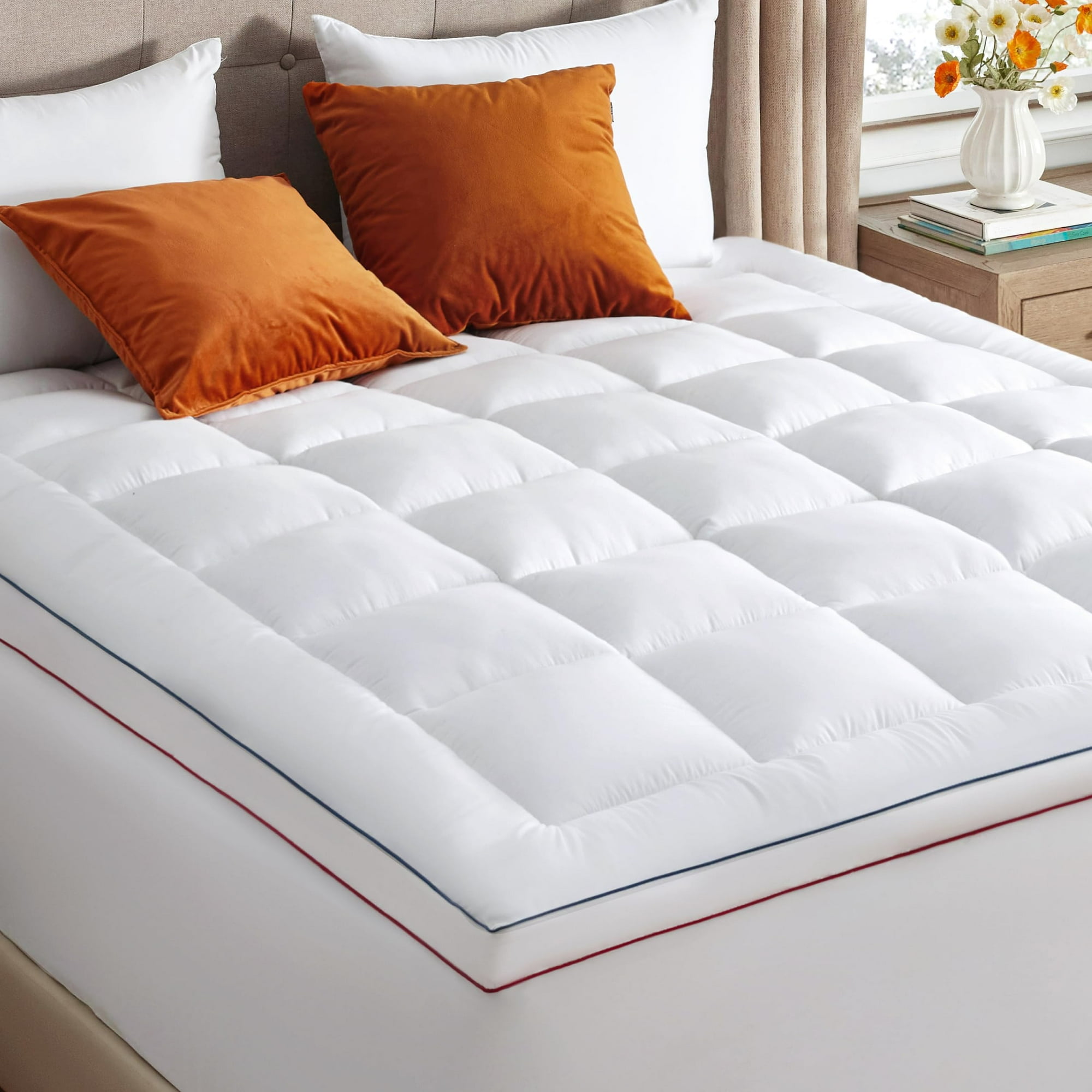 Cubrecolchón Bedsure Para Cama Doble, 5 Cm De Grosor, Color Blanco