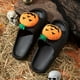 thumbnail image 2 of Women's Fashion Pumpkin Face Decor Slippers, Casual Solid Color Faux Leather Pillow Slippers, Trendy Halloween Shoes, 2 of 5