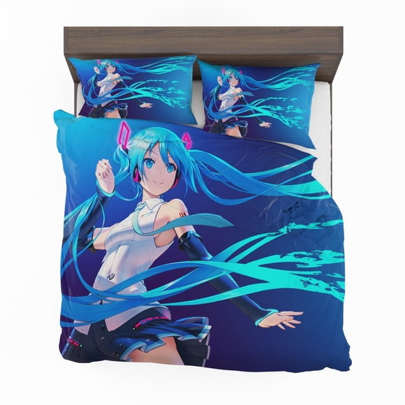 Hatsune Miku Anime Girl Vocaloid Long Hair Quilt Duvet Cover Set Home Textiles3-Piece Bedding Set