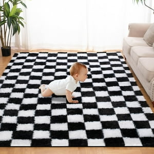 Alfombra Toohub Supersuave, 150 X 240 Cm, Color Blanco Y Negro