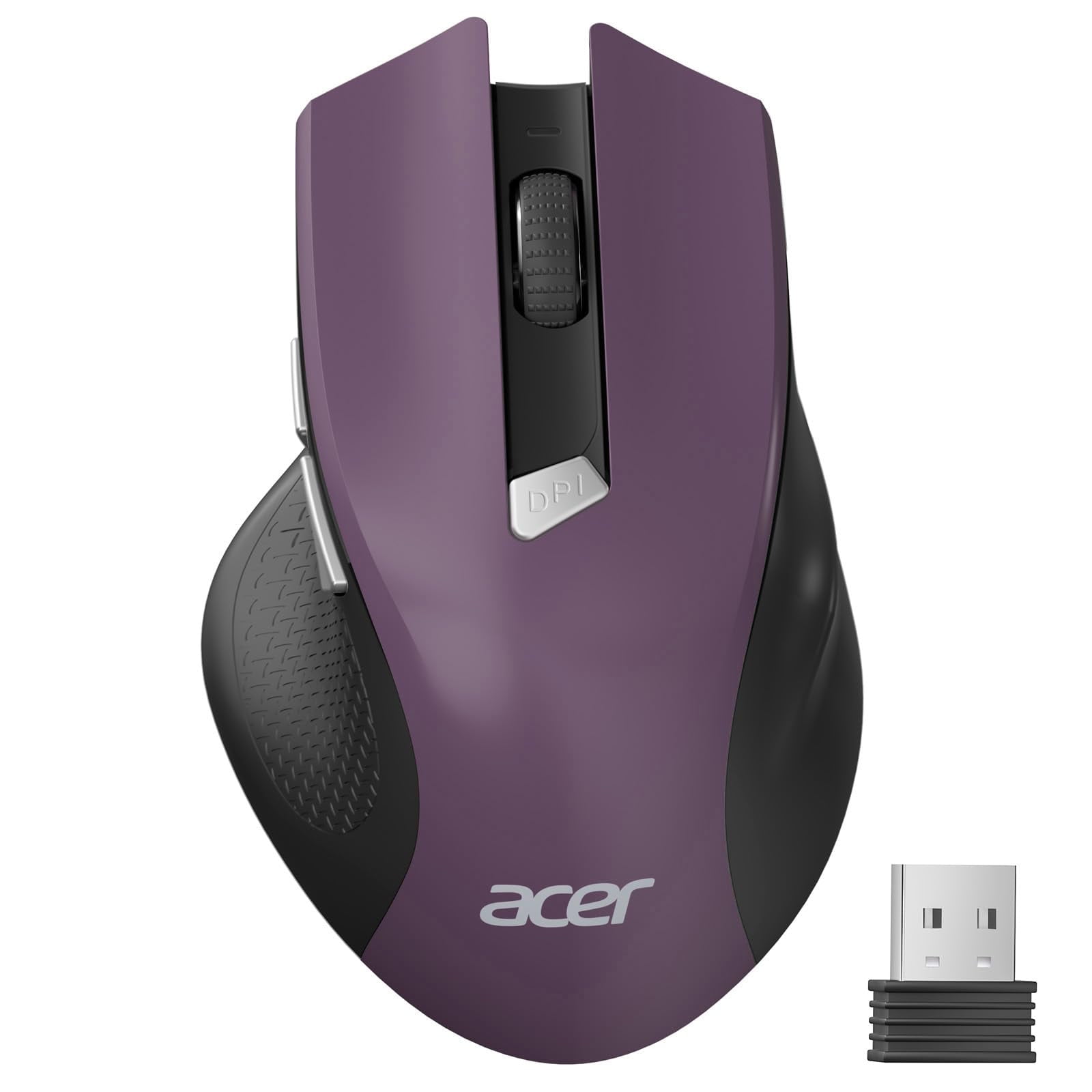 Mouse Inalámbrico Acer 2.4ghz Usb 3 Dpi 6 Botones Morado