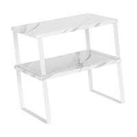 Magideal - 2Pcs Gabinete Organizador Estantes Amplios Amplios Expandibles Platos Estantes De Especias Organizadores De Contador De Cocina Para Lavandería Baño De Blanco