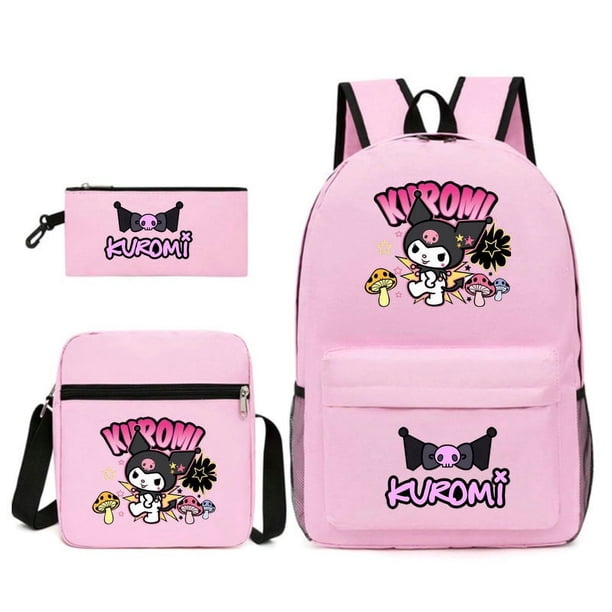 3pcs/Set MINISO Kuromi Kids Backpack Cartoon Print Primary school Pencil Case Boy Girl Shoulder Bag Children Schoolbag Gift
