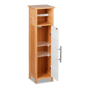 Wakeshome - Porta Confort Soporte Papel Baño Armario Con Puerta Pequeño Blanco