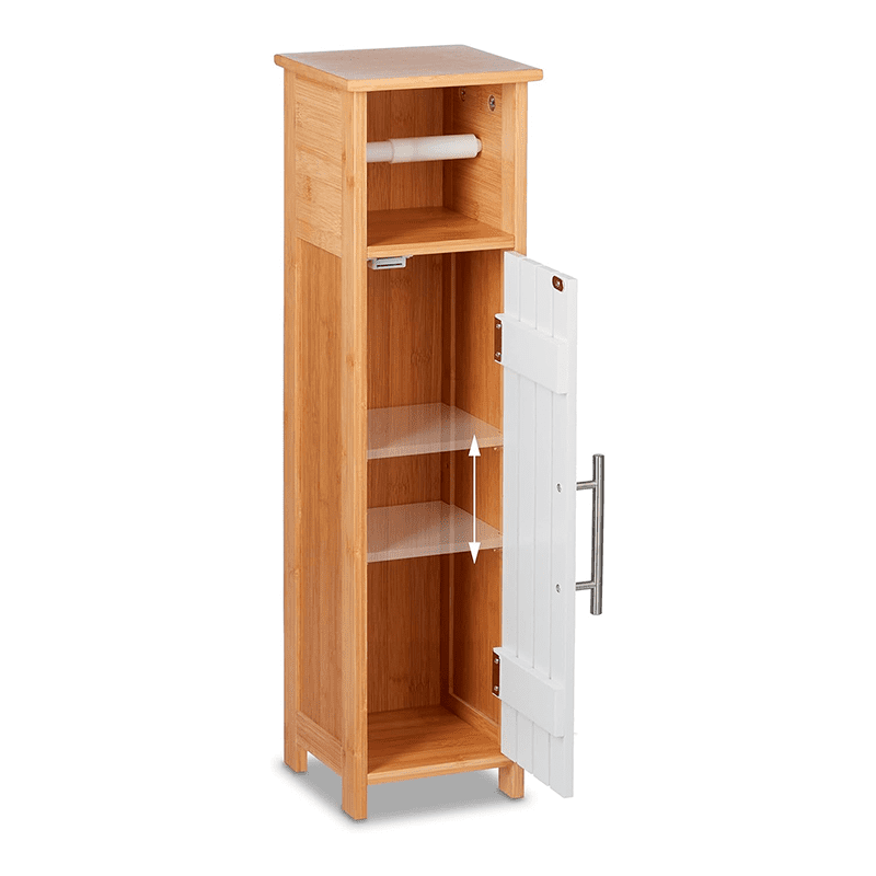 Wakeshome - Porta Confort Soporte Papel Baño Armario Con Puerta Pequeño Blanco