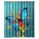 thumbnail image 1 of Cortina de ducha con diseño de mariposas y ganchos, tamaño 60 x 72 pulgadas, 1 of 3