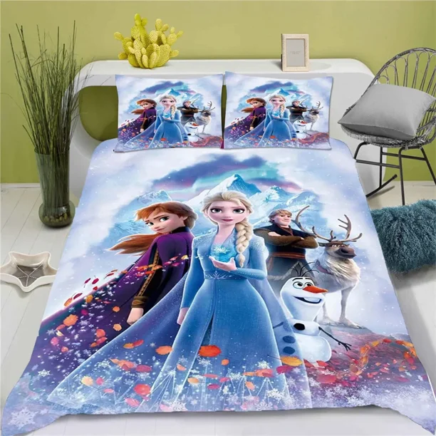 Duvet Cover Princess Elsa Sewing Needlework Pillowcase Quilt Cover Multi-piece Bedding Set Single Double Bed Children's GiftBed Sheets