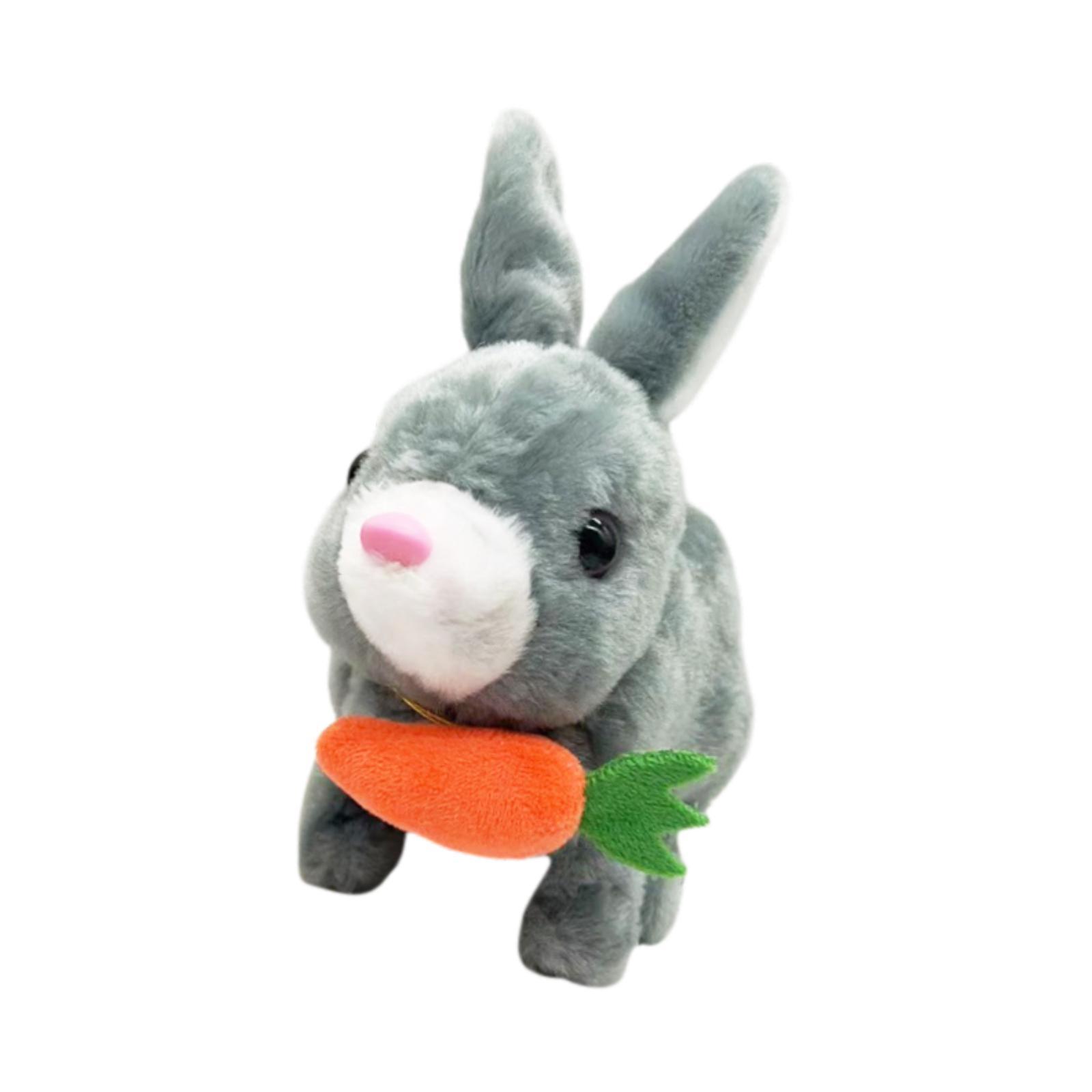 Magideal - Juguetes De Lujo De Eléctrico Llenos De Regalos Dulces De Animales Con Conejos De Felpa Interactiva Realista Juguete De Conejo Para Niños Niñ Gris