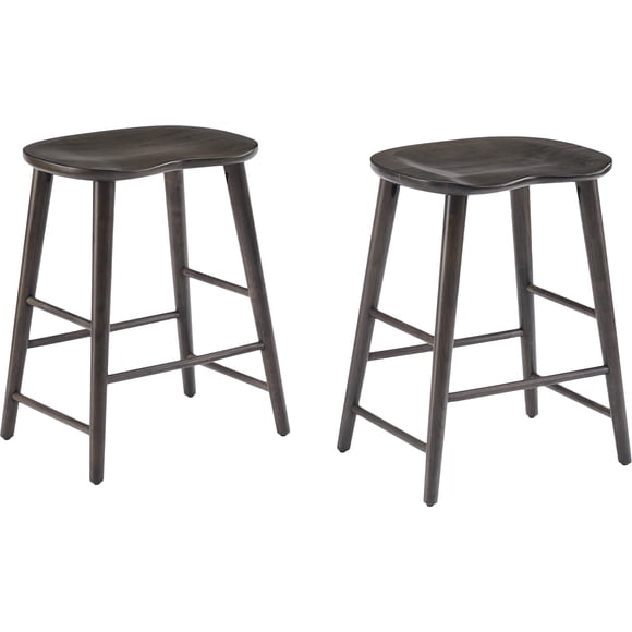 Juego de 2 Bancos Maddox de Madera Maciza con Acabado Pizarra de Crosley Furniture