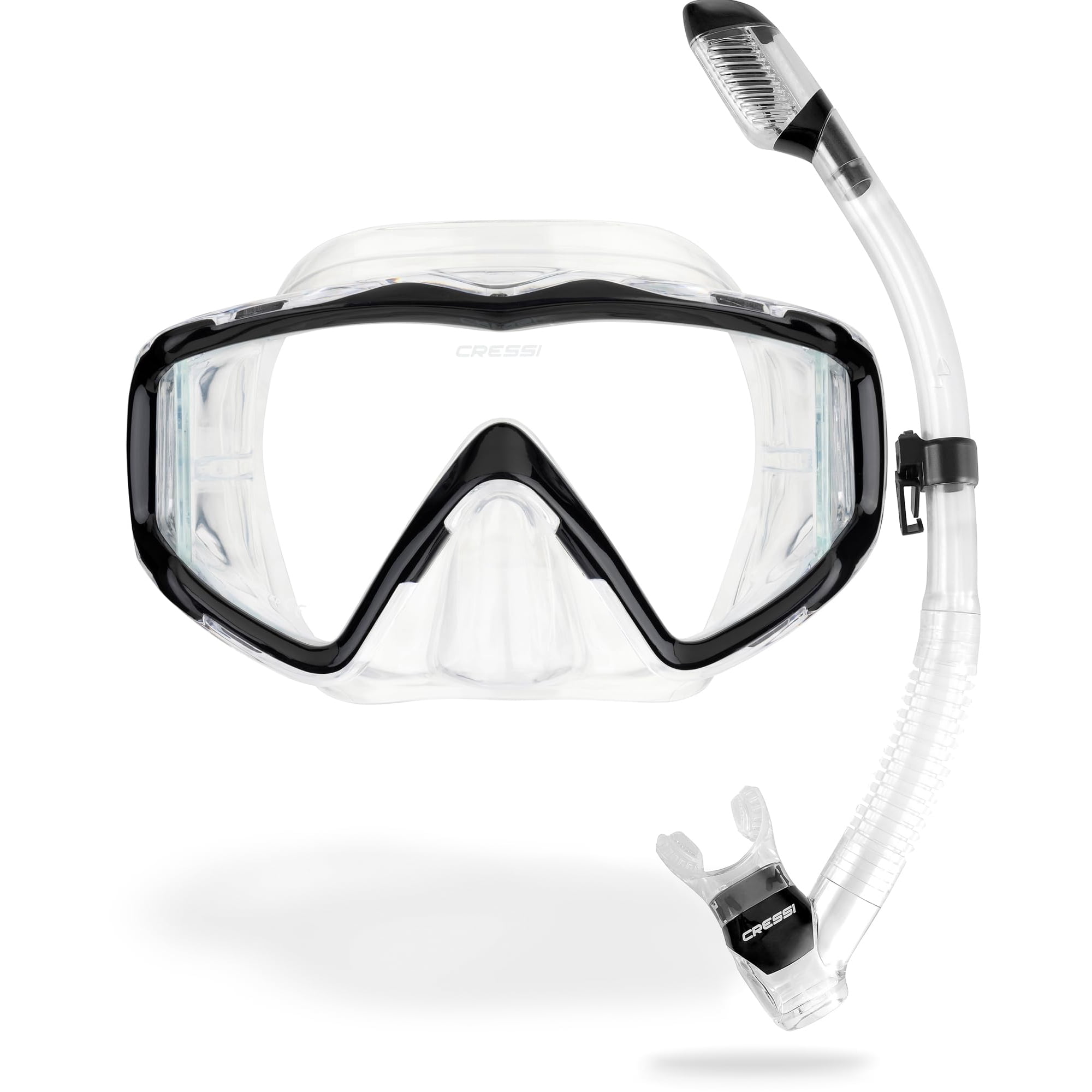 Kit De Esnórquel Cressi Pano 3 Y Supernova Dry Clear/black