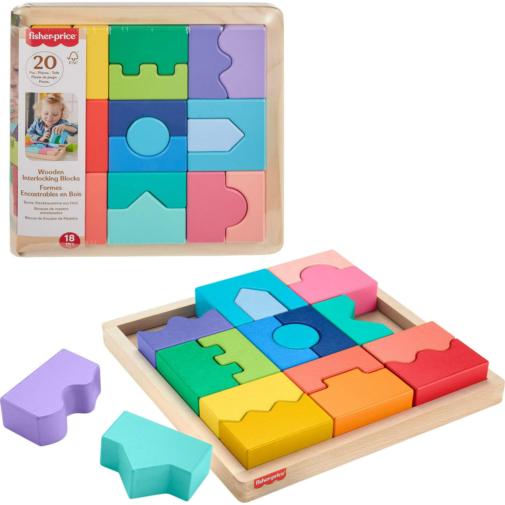 Rompecabezas Apilable De Madera Fisher-price De 20 Piezas, 18+ Meses