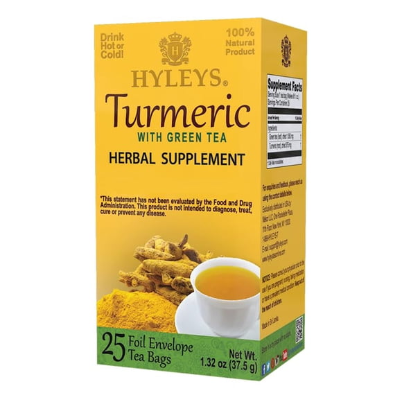 Té HYLEYS Cúrcuma con Té Verde - 150 Bolsas - Suplemento Herbal