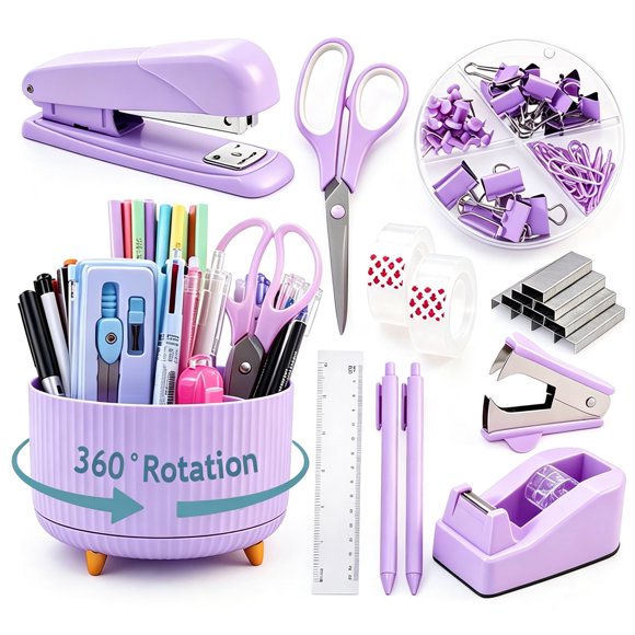 Set organizador de escritorio CADDY Gawsey púrpura con rotación 360°