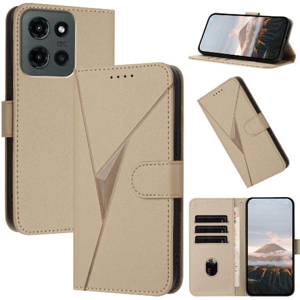 Funda Cartera Fibra de Carbono para Motorola Moto G Stylus 2025 con Soporte y Cierre Magnético Oro