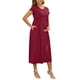 thumbnail image 4 of INSPIRE CHIC Vestido de maternidad para el Día de la Madre de mujer, maxi, mangas cortas, con pliegues y volantes, para sesión de fotos, casual, fluido, verano 2026, 2XL, rojo, 4 of 6