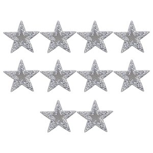 Magideal - 10 Piezas De Parches De Estrella De De Imitación Apliques De Hierro En Pegamento En Insignias Decorativas Para Manualidades Diy , Plata