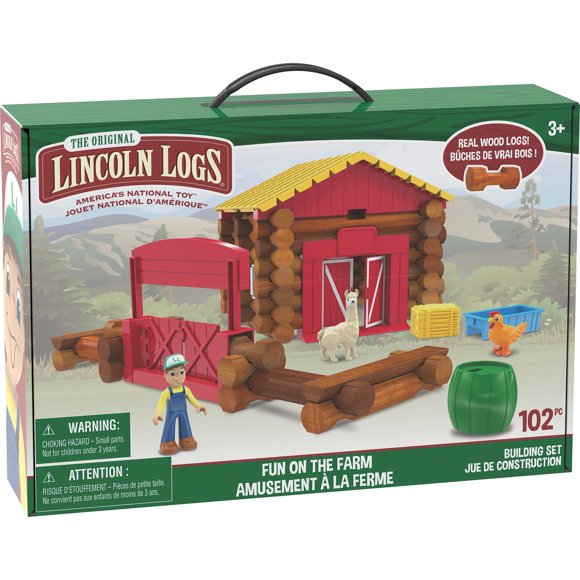 Juguete de construcción Basic Fun LINCOLN LOGS Fun On The Farm, 102 piezas
