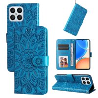 Funda Tipo Cartera Foxdock Para Honor X6 , Diseño Girasol En Relieve, Cuero Pu, Cierre Magnético, Soporte Y Tarjetero