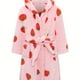 thumbnail image 1 of Girls Hooded Bathrobe Strawberry Pattern Flannel Soft Warm Pockets Belt Robe Pyjamas Sleepwear Kids Spring Clothes, 1 of 3