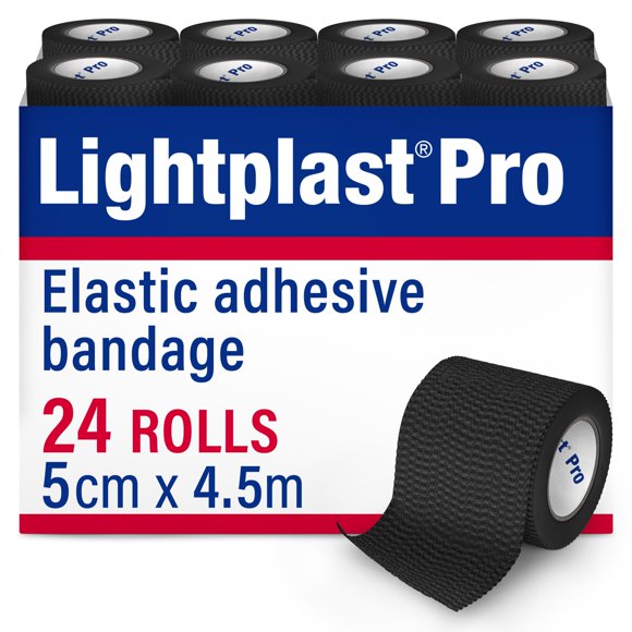 Cinta elástica Lightplast 5 cm x 4,5 m Negro 24 unidades