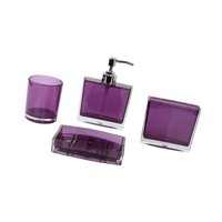 Magideal - Dispensador De Jabón, Soporte Para Cepillos De Dientes, Estuche De Almacenamiento, Accesorios De Baño Portátiles, Organizador De Baño Para Encimera De Púrpura