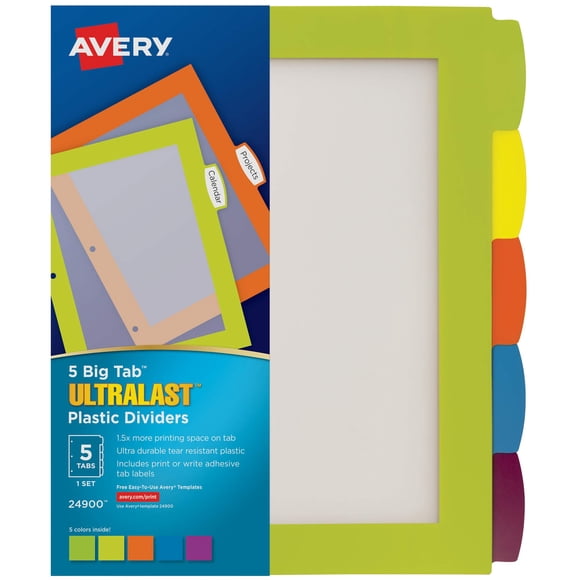 Separadores de plástico Avery Ultralast Big Tab para carpetas de 3 anillas