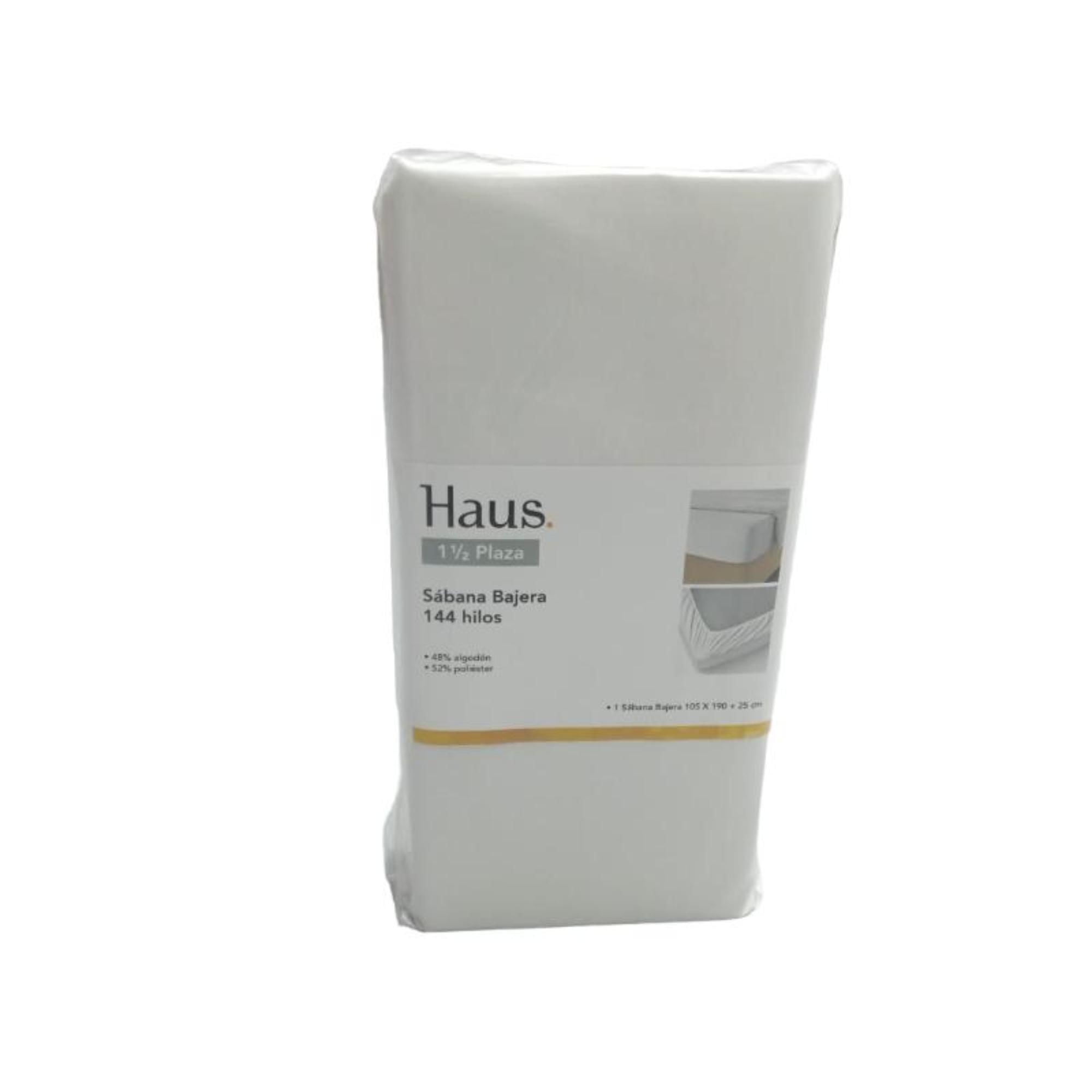 Haus - Sábanas Inferior 1.5 Plaza 144 Hilos 48% Algodón 52% Poliéster