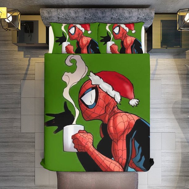 Christmas Spider-Man Comforter Set for Kids Boys Teen Men Tween 3D Lightweight Microfiber Bedding Sets